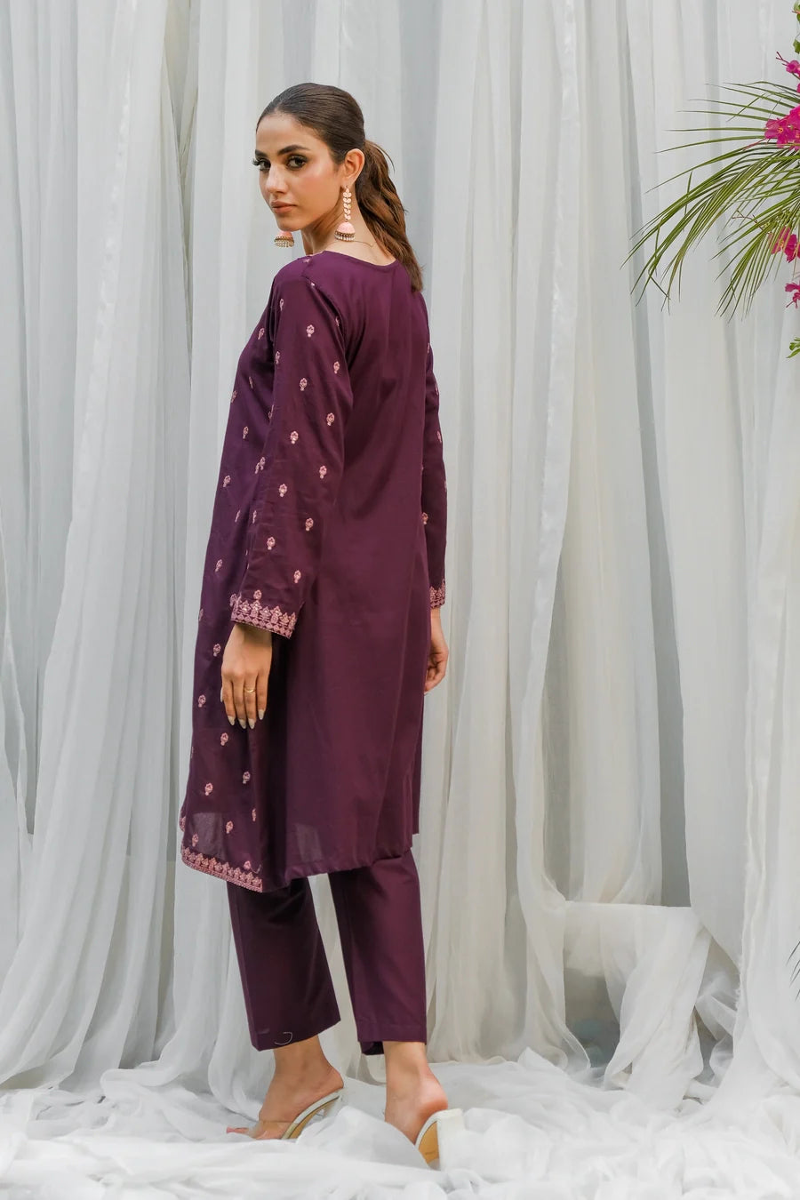 Purple Embroidered