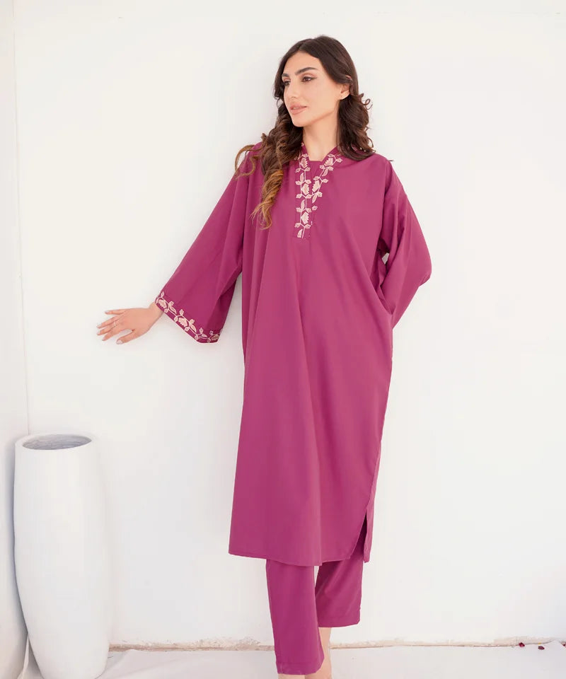 Hot pink Embroidered