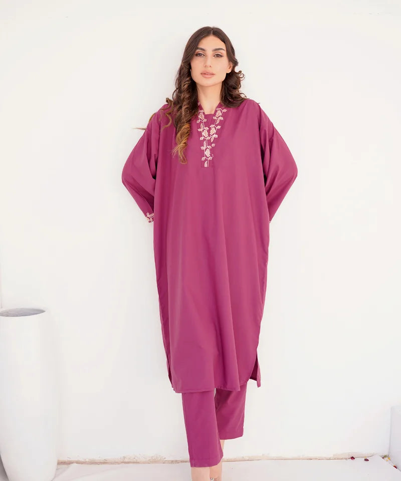 Hot pink Embroidered